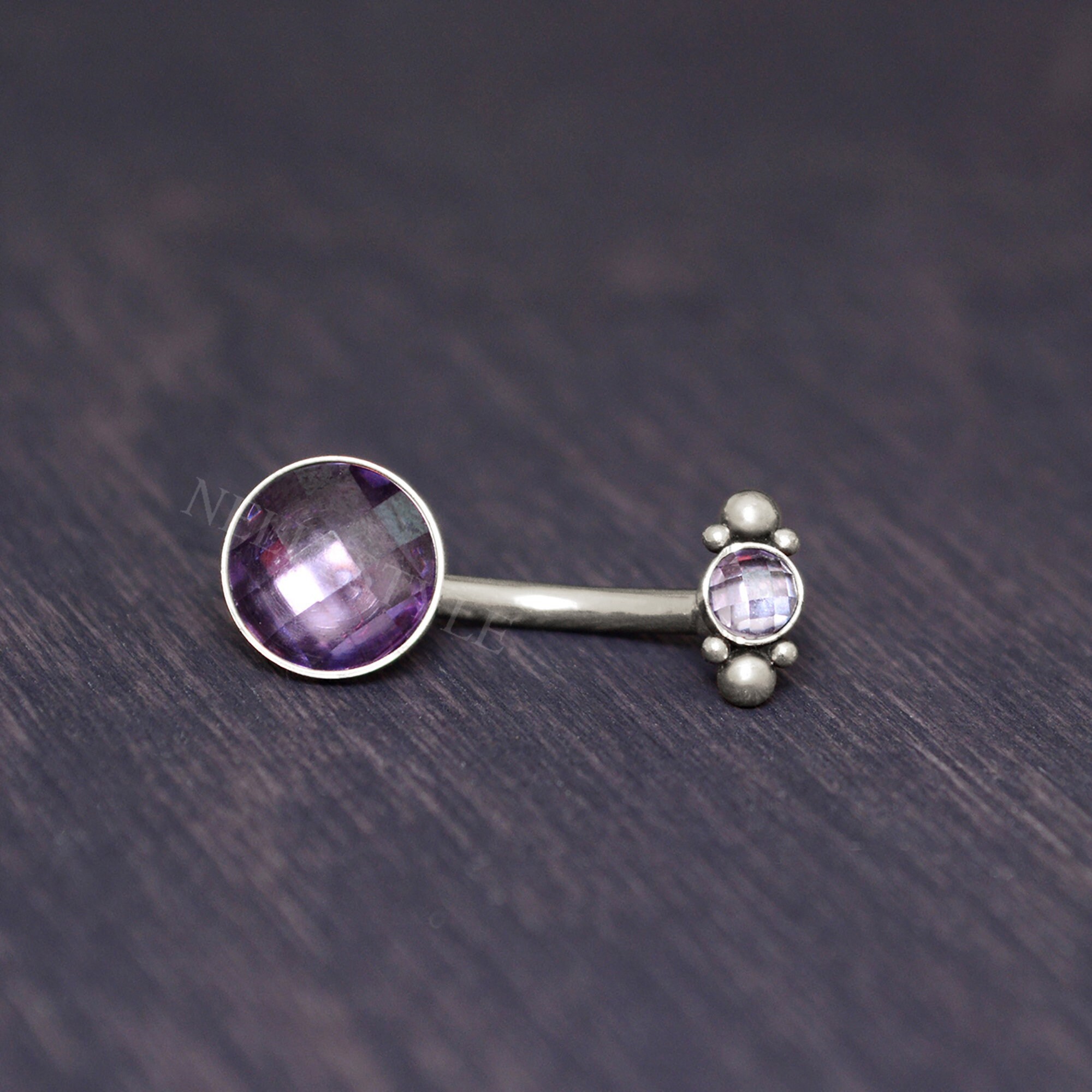 Implant Grade Titanium Belly Jewelry - Navel Ring with CZ Stone, Belly Button Piercing