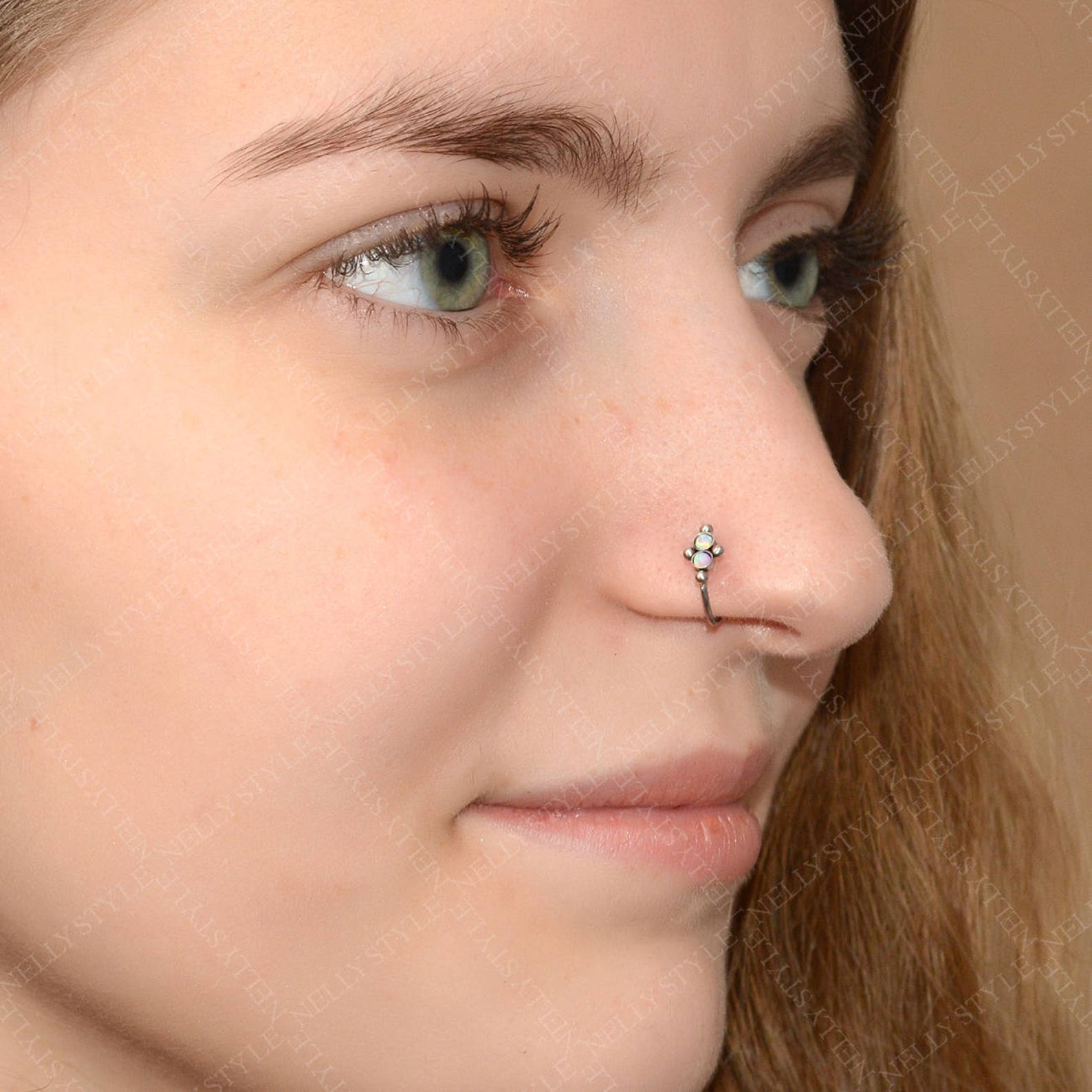 Stainless Steel Nose Ring With Opal Stone Nose Jewelry Etsy