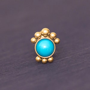 Surgical Steel Cartilage Barbell - Cartilage Piercing Earring, Turquoise Cluster Cartilage Stud