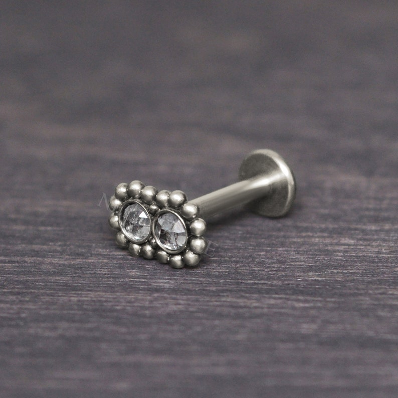 Helix Stud Tragus Jewelry Conch Piercing Jewelry with CZ Cartilage Earring Labret Jewelry Titanium