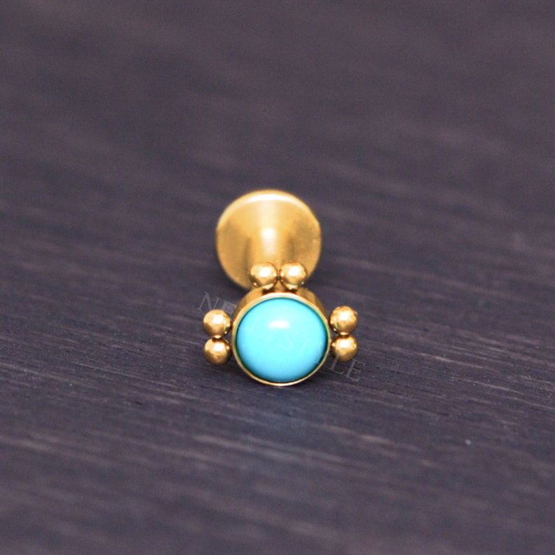 Turquoise Monroe Jewelry Medusa Piercing Jewelry Labret Stud 316L Surgical Steel Lip Stud Flat Back