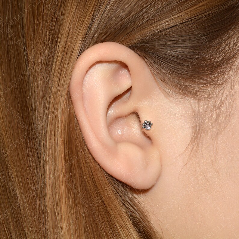 Labret Stud Surgical Steel Helix Jewelry Tragus Earring Etsy