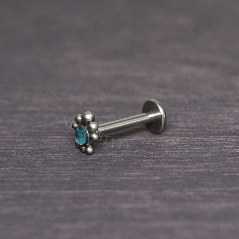 Titanium Labret Cartilage Stud Earring CZ Tragus Piercing Etsy