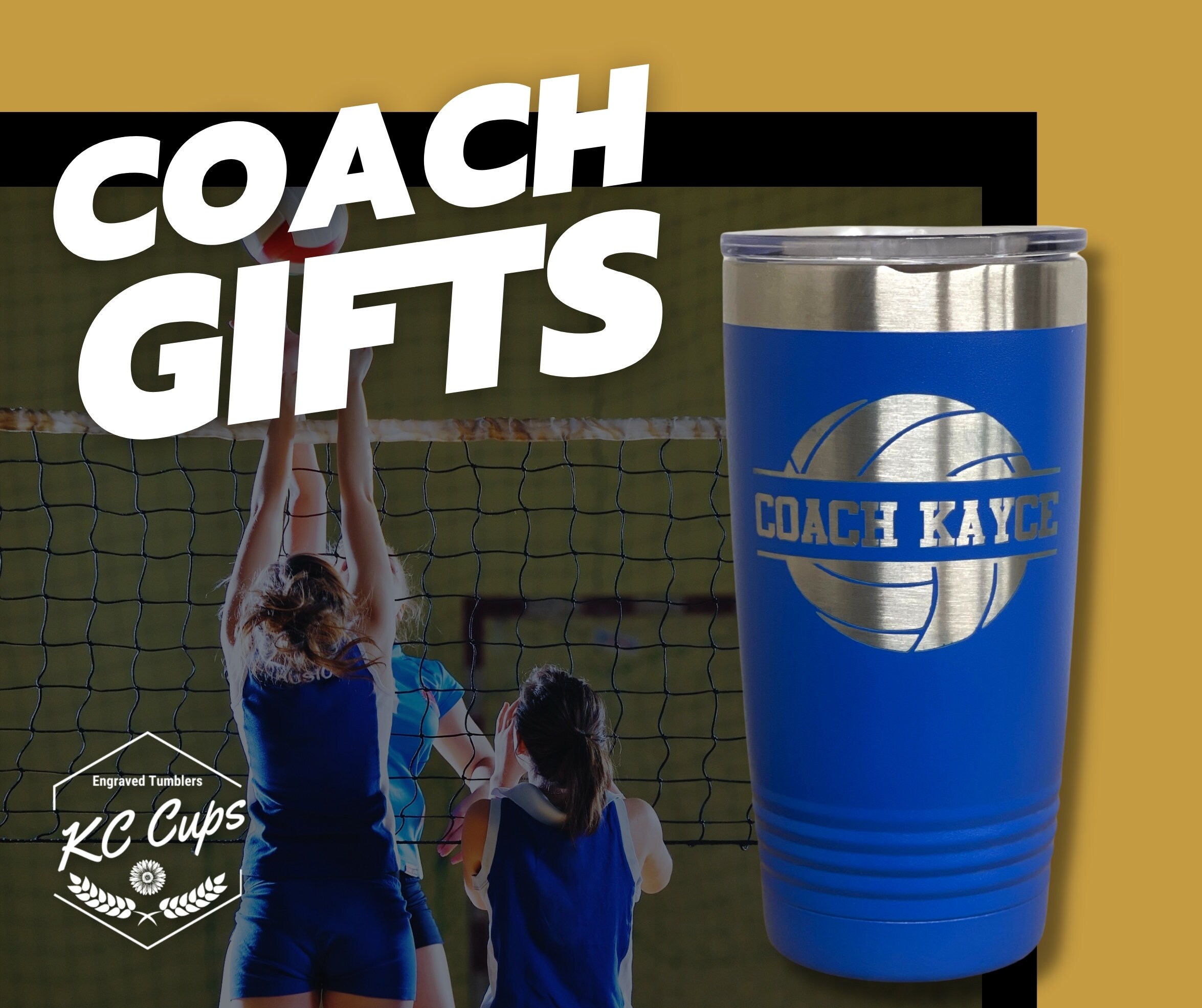 Laser Engraved Authentic YETI Rambler - VOLLEYBALL COACH - ImpressMeGifts