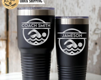 Swim Team Tumbler, Swim Coach Tumbler, Swim Team Gifts, 20 or 30 oz Tumbler, Swim Coach Gifts, Swimmer Gifts, Adult Swim Merch, Personalized