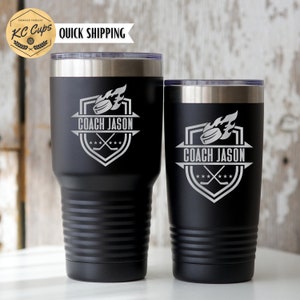 Personalized Hockey Crest Engraved Tumbler, Hockey Gifts, Hockey Mom, Hockey Coach Gifts, 20/30 oz Cup, Hockey Coach Yeti or PC brand cup