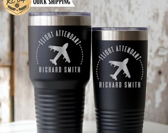Flight Attendant Tumbler, 20 or 30 oz Laser Engraved Tumbler, Flight Attendant Gift, Stewardess Gift, Steward gift, Flight Attendant