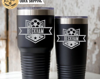 Personalized Soccer Tumbler, 20 or 30 oz Tumbler, Laser Engraved Cup, Soccer Cup, Soccer Coach Gift, Soccer Coach Tumbler, Soccer Team Cup