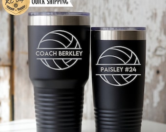 Custom Volleyball Tumbler 30 oz Tumbler, 20 oz Tumbler, Laser Engraved. Volleyball Coach Gift, Volleyball Team Gifts, Volleyball Player