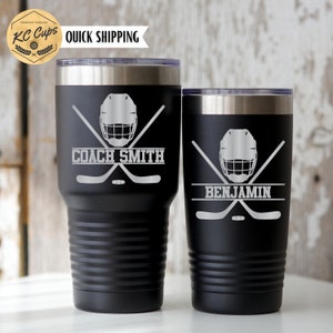 Personalized Hockey Engraved Tumbler, Hockey Gifts, Hockey Mom, Hockey Coach Gifts, 20 or 30 oz Tumbler, Hockey Coach Yeti or RTIC brand cup