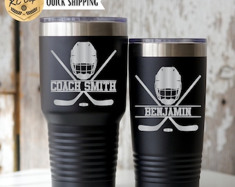 Personalized Hockey Engraved Tumbler, Hockey Gifts, Hockey Mom, Hockey Coach Gifts, 20 or 30 oz Tumbler, Hockey Coach Yeti or RTIC brand cup