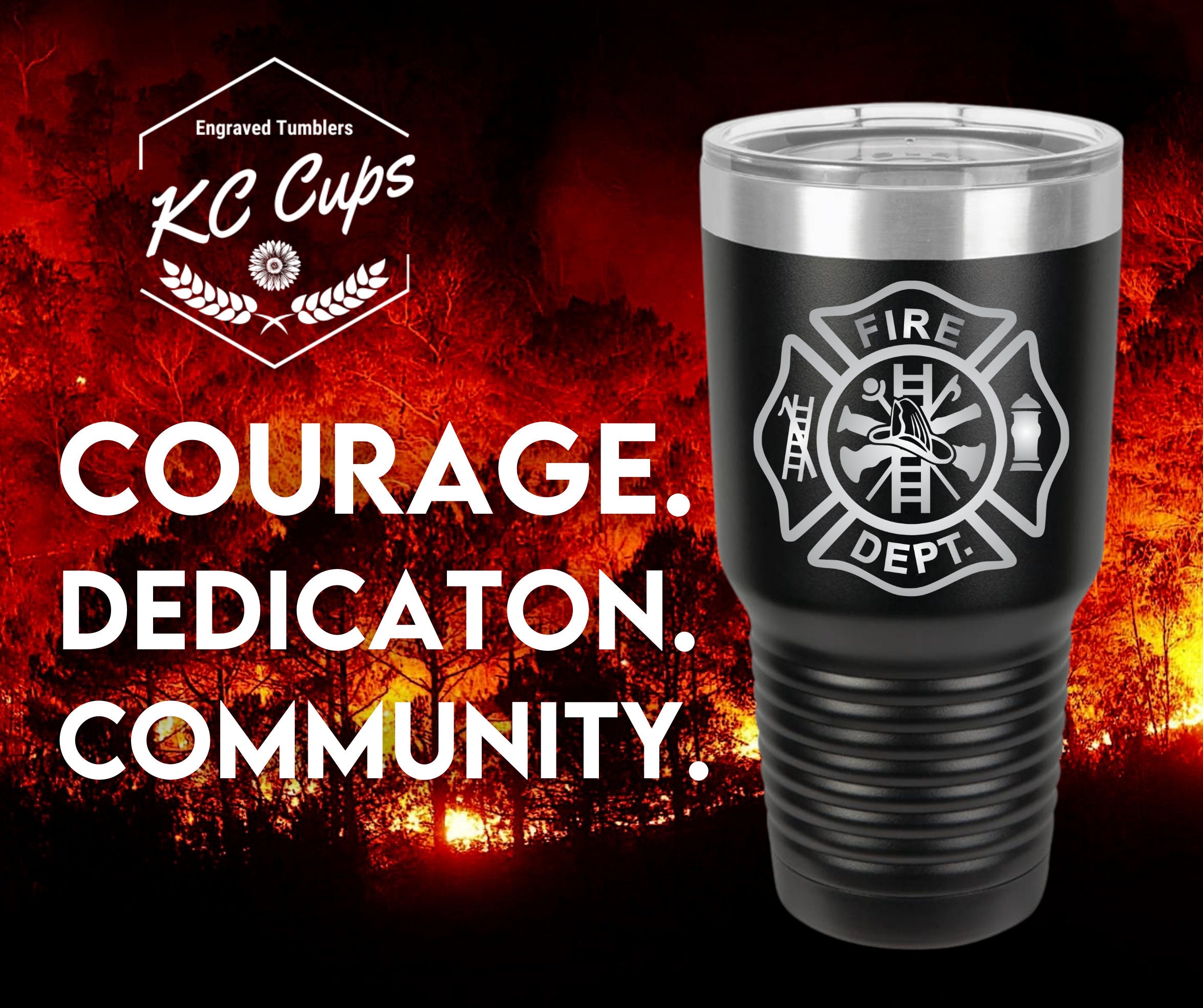 IAFF Custom Engraved Tumbler cup - YETI 20oz or 30oz Firefighter