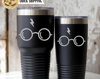 Potter Glasses Tumbler, 20 oz Tumbler, 30 oz Tumbler, Laser Engraved Tumbler, Stainless Steel Cup, Potter Glasses Cup, Potter Glasses Mug