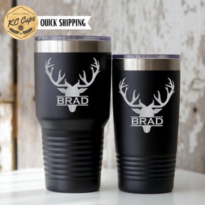 Deer Monogram Personalized Tumbler, 20 oz or 30 oz Laser Engraved Tumbler, Fathers Day Gift, Dad Tumbler, Dad Cup, Dad Mug Fathers Day Cup