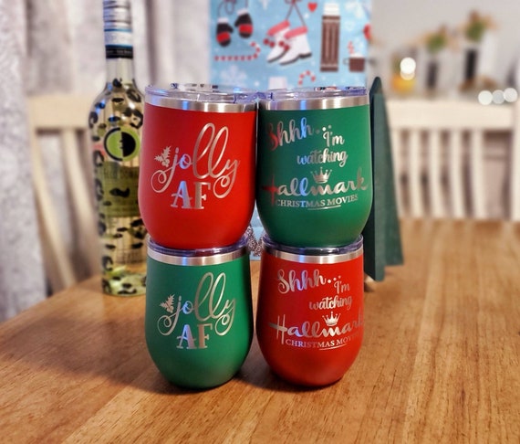 Christmas Wine Tumbler Collection, Personalized Wine Tumbler Custom Laser  Engraved 12 Oz Wine Tumbler, Tis the Season Wine Tumbler 