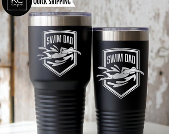 Swim Dad Tumbler, Swim Team Gifts, 20 or 30 oz Tumbler, Swim Parent Gifts, Swimmer Gifts, Adult Swim Merch, Personalized