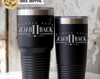 Back to back champions, Kansas City Football Tumbler, Laser Engraved 20 oz or 30 oz Tumbler, Championship Era, Kansas City Champions