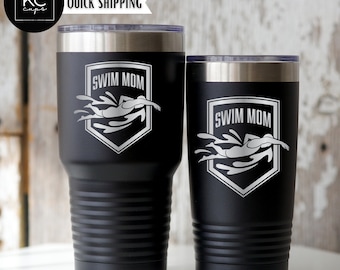 Swim Mom Tumbler, Swim Team Gifts, 20 or 30 oz Tumbler, Swim Parent Gifts, Swimmer Gifts, Adult Swim Merch, Personalized