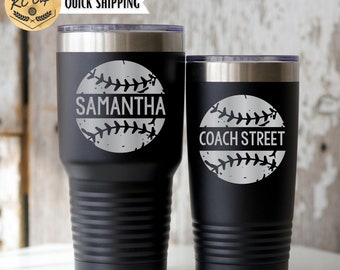 Custom Softball Tumbler 30 oz Tumbler, 20 oz Tumbler, Laser Engraved. Softball Coach Gift, Softball Mug, Softball Cup, Softball Team Gift