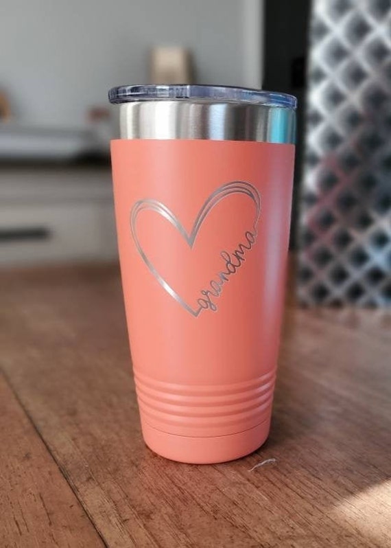 Grandma Custom Engraved Tumbler with straw & lid- 20oz Stainless Steel  Travel Mug, Hot/Cold Drinks - Personalized Gift
