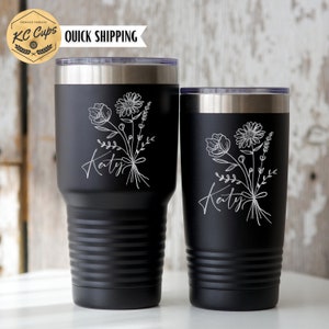 Floral Personalized Engraved YETI®, Polar Camel, or RTIC Tumbler Birthday Gift for Her, Unique Gift, Custom Logo, Birthday Gifts for Her