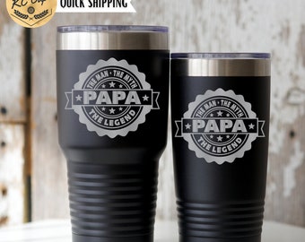 Papa The Man The Myth The Legend Tumbler, Bottle Cap Engraved Tumbler, 30 oz Tumbler, Papa Tumbler, Fathers Day Gift, Fathers Day Tumbler,