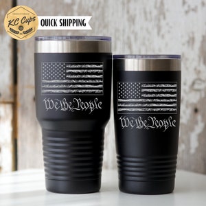 We The People US Flag Tumbler, Engraved Tumbler, 30 oz Tumbler, We The People, 20 oz Tumbler, Distressed US Flag, Patriotic Tumbler, America