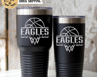 Personalized Basketball Tumbler, 20 oz Tumbler, 30 oz Tumbler, Laser Engraved Tumbler, Stainless Steel Cup, Basketball Coach Gift, BBall Cup