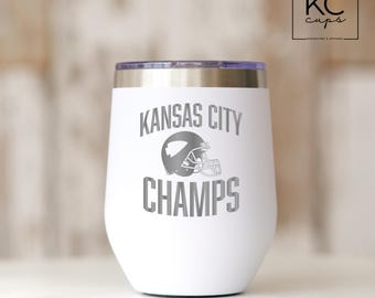 Kansas City Football Champs Wine Tumbler, Laser Engraved 12 oz Wine Tumbler, Kansas City, KC Champs, KC Wine Tumbler, Dynasty Kansas City