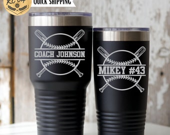 Custom Baseball Tumbler, 30 oz Tumbler, 20 oz Tumbler, Laser Engraved, Baseball Coach Gift, Baseball Mug, Baseball Cup, Baseball Team Gift