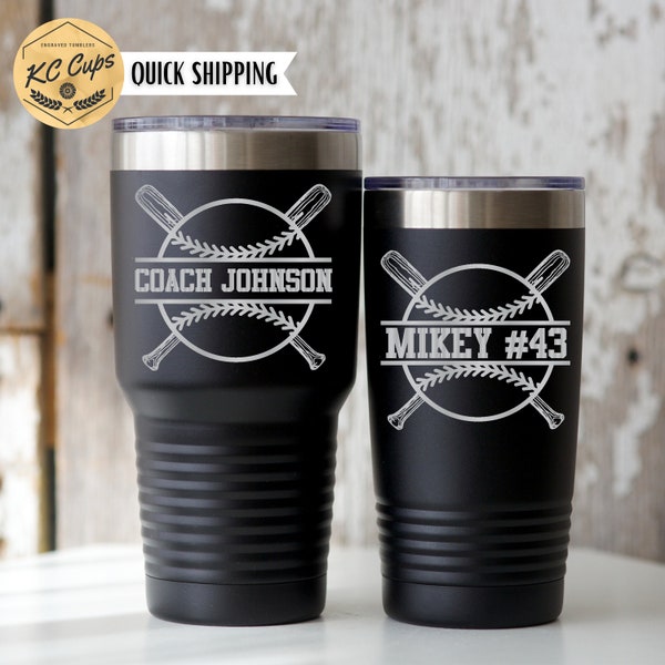 Custom Baseball Tumbler, 30 oz Tumbler, 20 oz Tumbler, Laser Engraved, Baseball Coach Gift, Baseball Mug, Baseball Cup, Baseball Team Gift