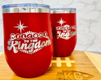 Kansas City Football Wine Tumbler, Laser Engraved 12 oz Wine Tumbler, Kansas City Football Champions, Kansas City, KC Champ, KC Wine Tumbler