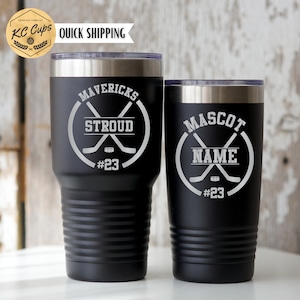 Personalized Hockey Engraved Tumbler, Hockey Gifts, Hockey Mom, Hockey Coach Gifts, 20 or 30 oz Tumbler, Hockey Coach Yeti or RTIC brand cup