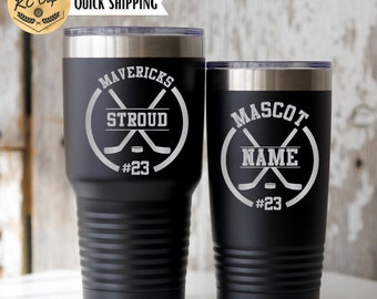 Personalized Hockey Engraved Tumbler, Hockey Gifts, Hockey Mom, Hockey Coach Gifts, 20 or 30 oz Tumbler, Hockey Coach Yeti or RTIC brand cup
