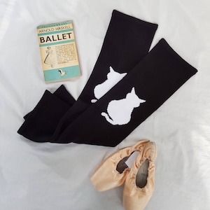 Leg warmers for ballet and dance -  Long full length womens legwarmers - Gift for dancer - Gift for cat lover