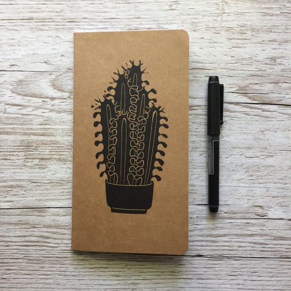 Hand Printed Notebook | Cactus Design | Kraft | Pocket Book | Lined Pages | Lino Printed | Notepad | Jotter | Gift | Travel Journal