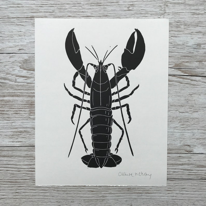 Original Linocut Print Of A Lobster Handprinted Home Decor Singapore - Lobster Home Decor Original Linocut Print Of A Lobster Handprinted Home Decor Singapore - Lobster Home Decor