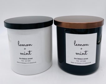 lemon + mint | soy wax candle, lemon, spearmint, verbena, vetiver, Spring