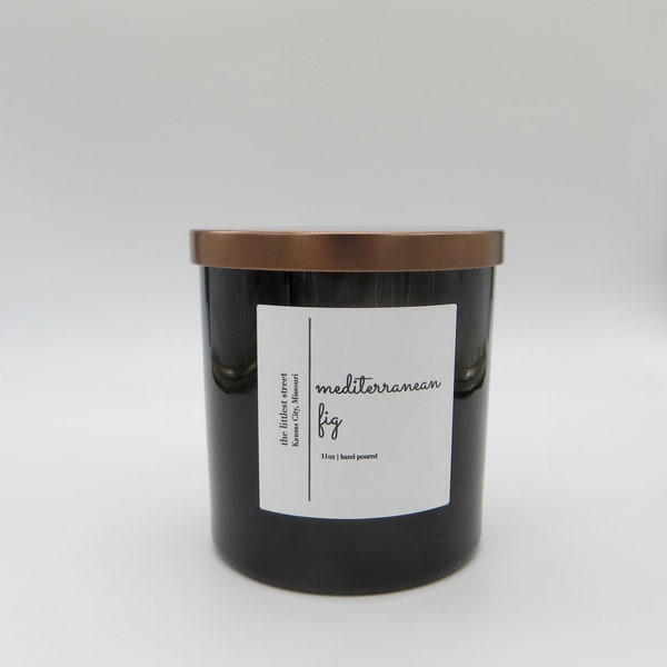 mediterranean fig | 100% soy wax candle, green floral, green leaves, fig, jasmine, musk, wood, moss, spring, summer