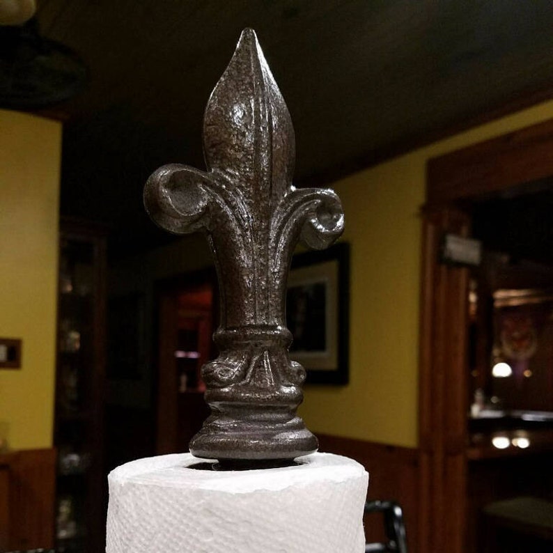 Cast Iron Paper Towel Holder Hand With Removable Fleurdelis