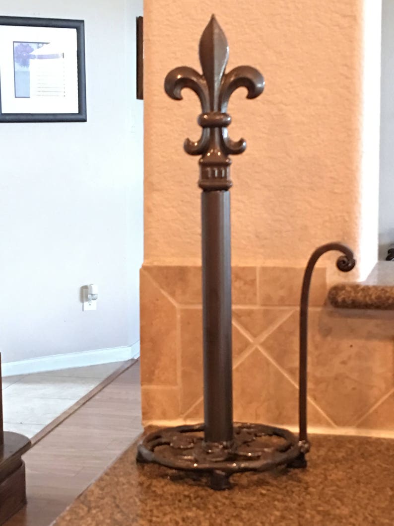 Custom Cast Iron Paper Towel Holder FleurDeLis Black or Etsy