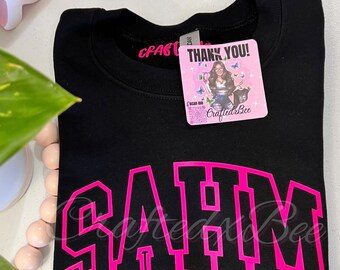 Sweter uniwersytecki SAHM | Sweter z okrągłym dekoltem Mama | Mama w domu