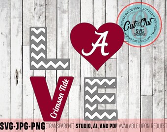 Alabama Set Of 10 Svgs University Of Alabama Design Cut Etsy