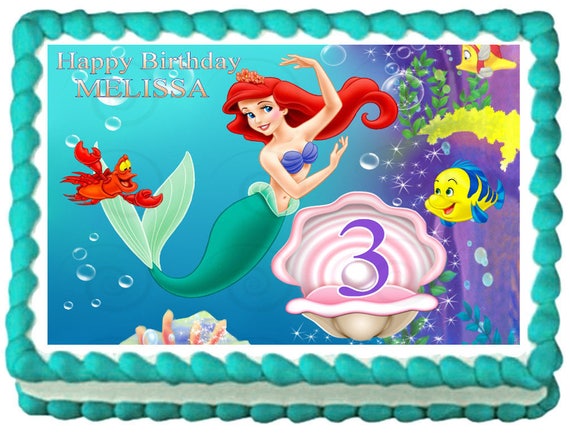 The Little Mermaid Ariel Image Edible Cake Topper Etsy