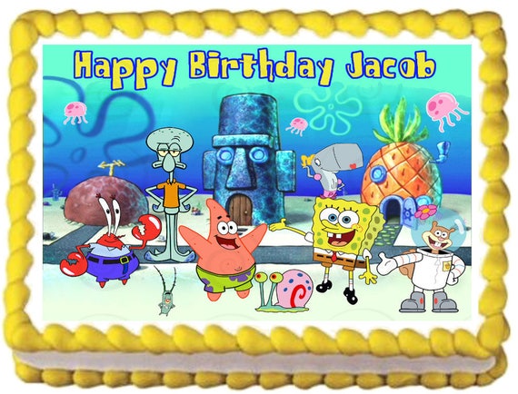 Spongebob Squarepants Party Image Edible Cake Topper Etsy