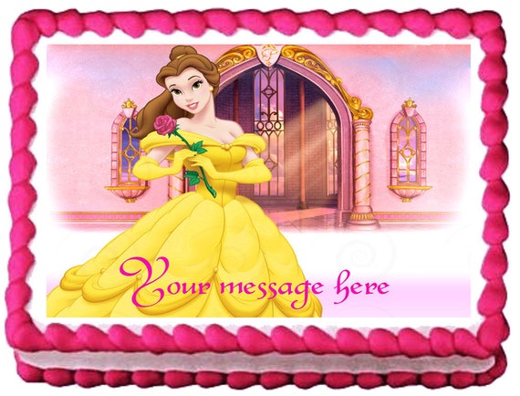 Beauty And The Beast Personalised Wafer Paper Topper For Large Cake 7.5/" /& Under