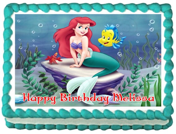 The Little Mermaid Ariel Edible Cake Topper Image Etsy