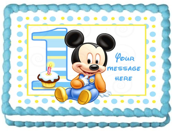 Baby Mickey Mouse Edible Cake Topper Party Image Etsy