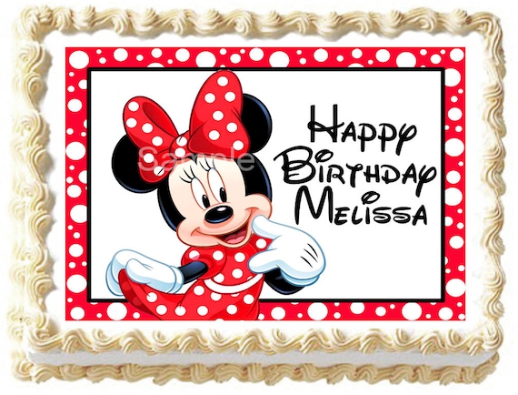Minnie Mouse Edible Cake Topper Party Image Etsy
