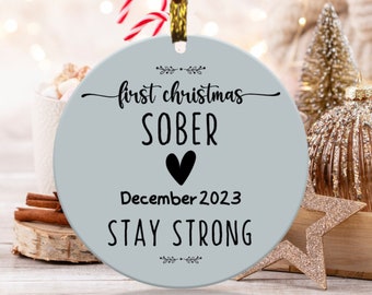 Personalized Sobriety Ornament, First Christmas Sober Ornament, Sobriety Milestone Ornament, 1st Christmas Sober Gift For Mom, Sobriety Gift